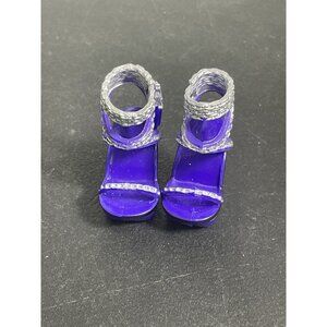 Rainbow Hight Krstal Miniature Purple Heeled Sandals With Silver Straps For Doll